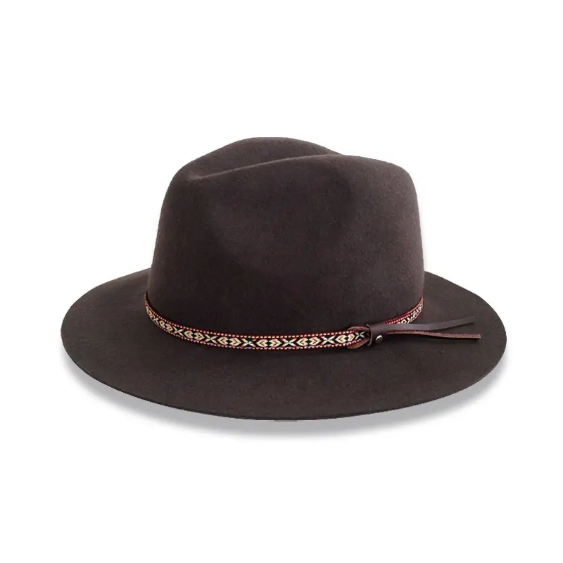 High Quality Wholesale Borsalino Wool Flet Hat Brown Fedora Hats for Men