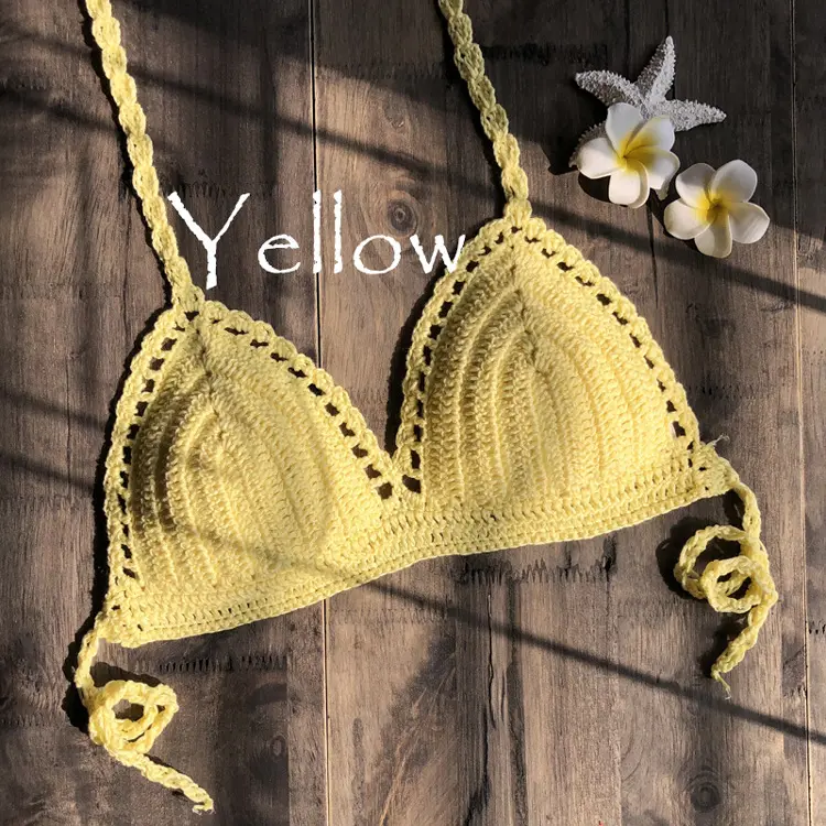 Baru Fashion Tangan Hook Merajut Crochet Bikini Tabung Atas Wanita Seksi Wanita Liar Panas Split Swimsuit