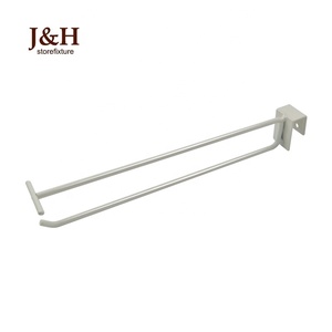 Quadrato bianco Bar di Vibrazione Scanner Ganci Doppio Filo di Acciaio Inox Cromato Traversa Supporto di Visualizzazione Gancio con il Cartellino del Prezzo