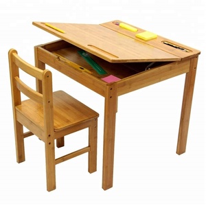 子供のための椅子付き竹学習テーブル学生キッズテーブルと椅子セット