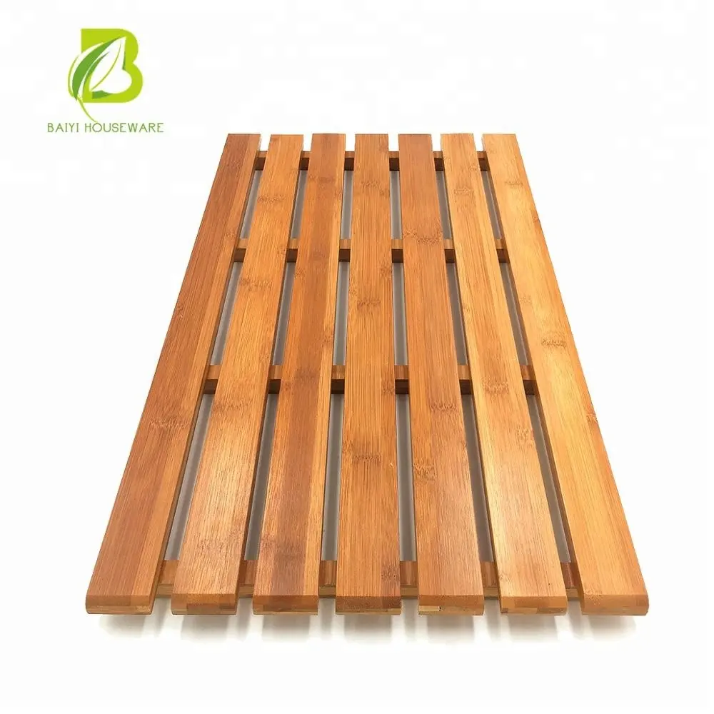 Alfombrilla rectangular de bambú para baño, accesorio de madera Natural para ducha, accesorios para bañera