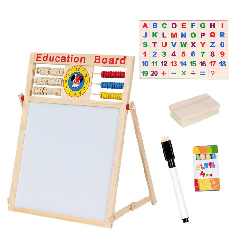 子供のための創造的な贈り物木製教育パズルライティングボード多機能木製磁気落書き製図板