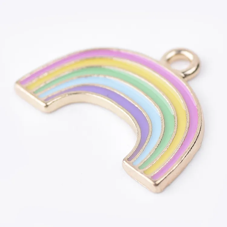 Ciondolo smaltato personalizzato arcobaleno carino gioielli in lega di zinco di moda all'ingrosso