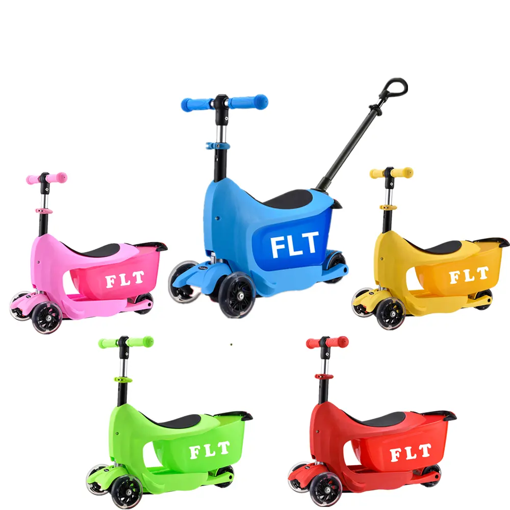 LED light wheels children's games kick scooter with suitcase for kids