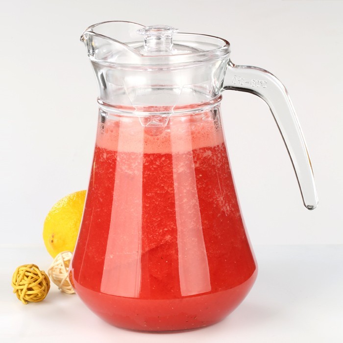 High quality 1.3L glass Jug & glass Pitcher with plastic lid Glass drinking jug