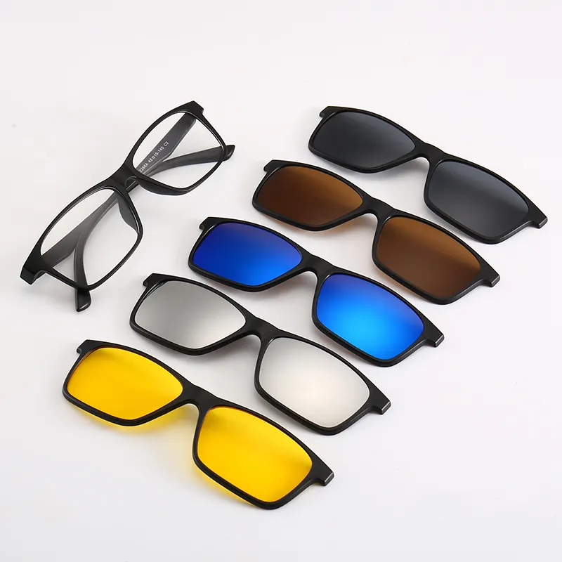Óculos polarizado uv400, anti reflexivo, 5 peças, clipe magnético, óculos de sol unissex