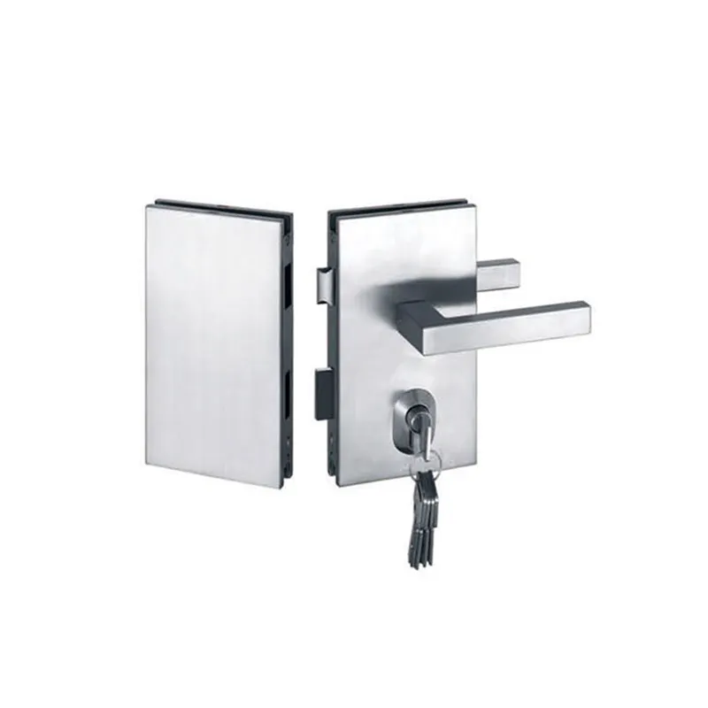 Cerradura de puerta de vidrio de estilo europeo para oficina, juego de cerradura de puerta deslizante de aluminio sin marco con mango de China