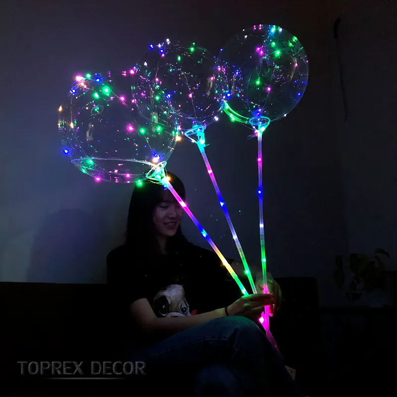 TOPREX DECOR Party lighted decor Led String round Shape clear Bobo Balloon led glow light