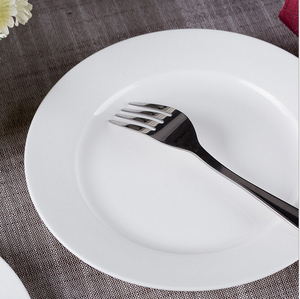 จานบุฟเฟ่ต์เซรามิกสีขาวทรงกลมสำหรับใช้ในบ้านโรงแรมพอร์ซเลนตามสั่ง - Product Image 5