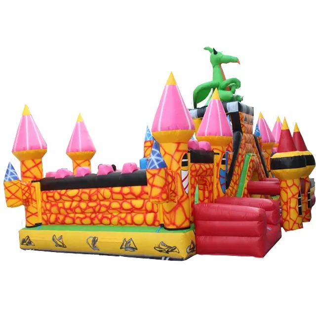 Large blue bouncy jumping castle commercial bounce house inflatables water slide