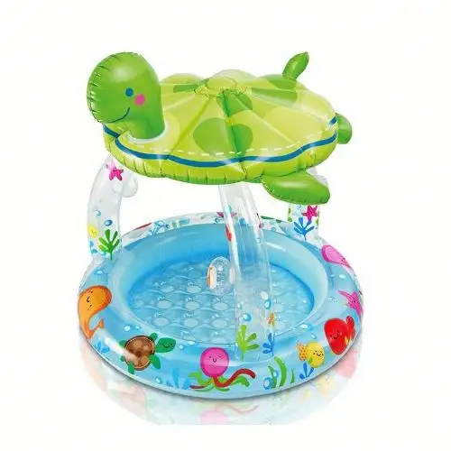 Piscina inflable de tortuga marina para bebé, piscina de baño con sombrilla para verano