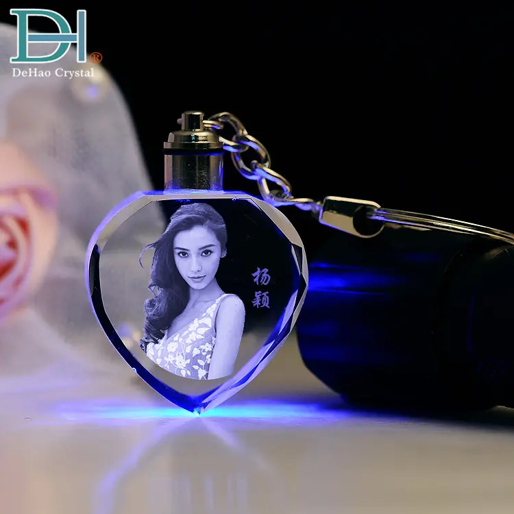 Porte-clés 3d gravé au Laser, petit cadeau tendance, en cristal