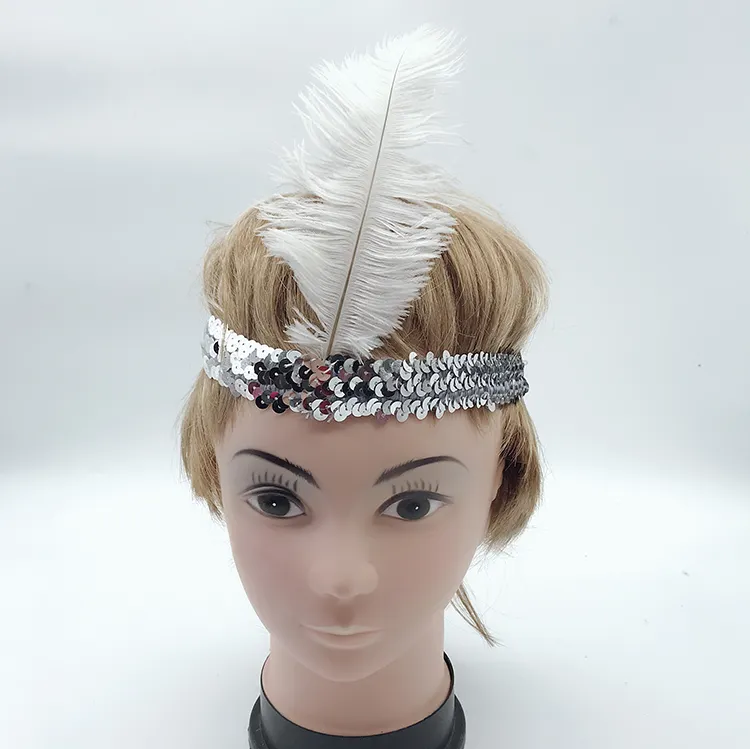 Accessori per capelli in piuma di struzzo nastri in maglia di fiori piume su una fascia e una Clip Tea Party copricapo cappello Fascinator