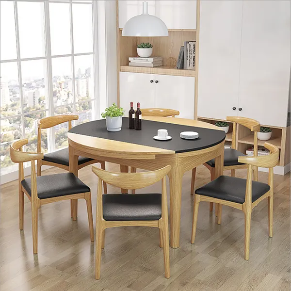 Design moderno Stile Europeo Solido Tavolo Da Pranzo In Legno con pietra Che Brucia