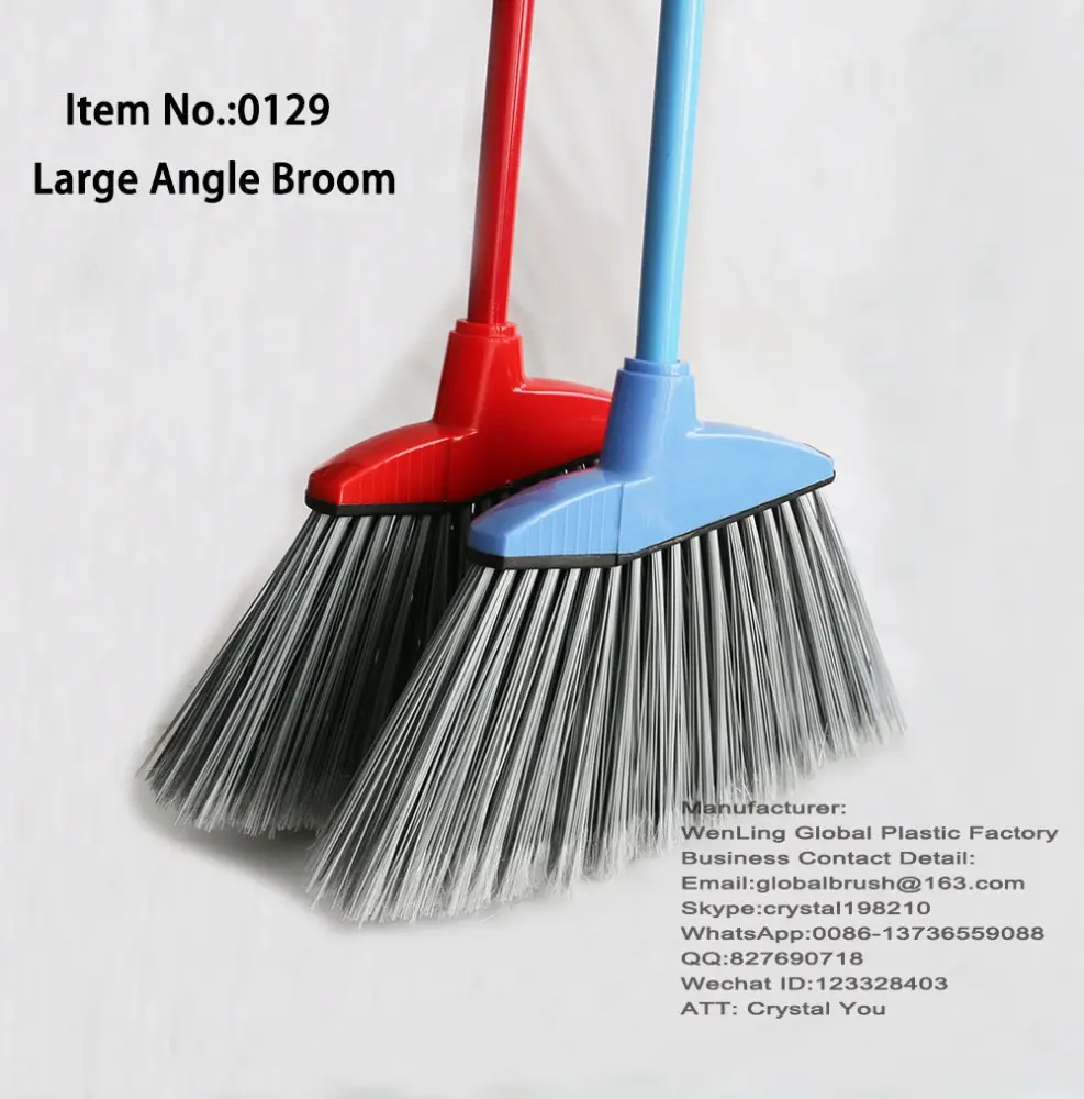 Artículo No.0129 duro cerdas de plástico ángulo escoba para uso en interiores y al aire libre