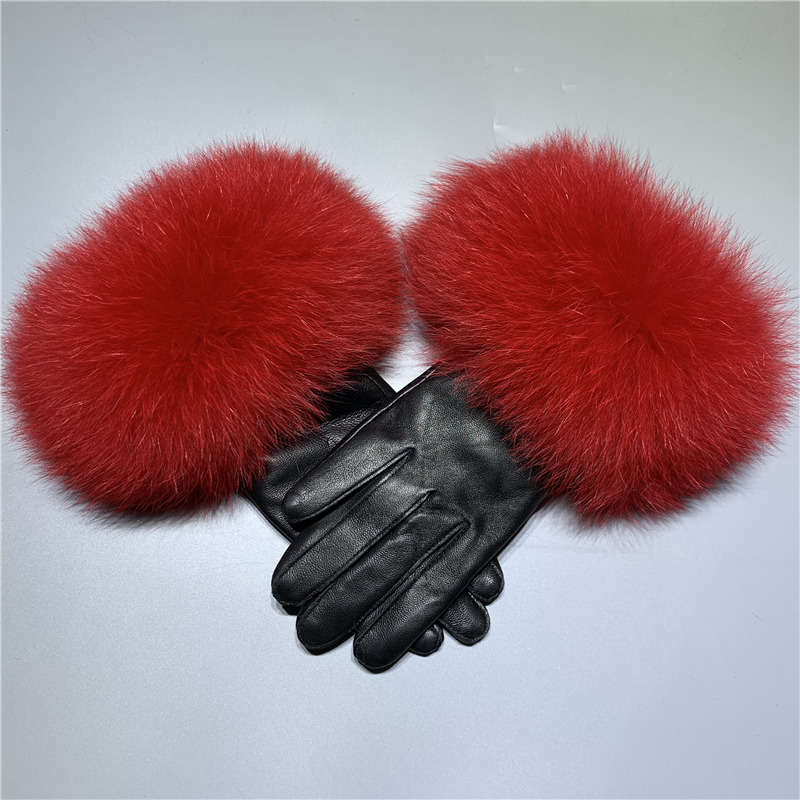 Fourrure de renard noir + rouge