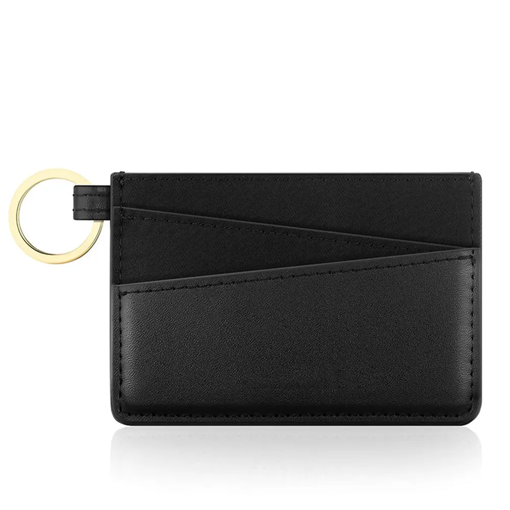 Стильный Тонкий минималистичный тонкий кожаный кошелек с RFID-блокировкой и передним карманом с брелоком