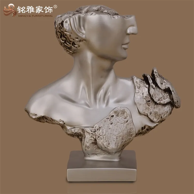 Vendita calda prezzo di fabbrica decorazione per la casa artigianale in resina ornamento metà corpo umano testa figurina scultura