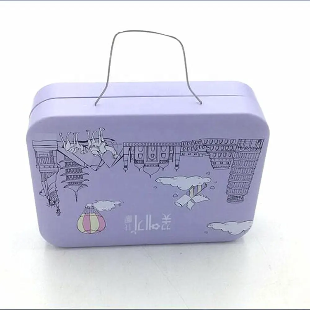 Caja de hojalata para galletas de Navidad, pequeña, personalizada, con asa, Para chocolate, Dulces, galletas, embalaje de regalo