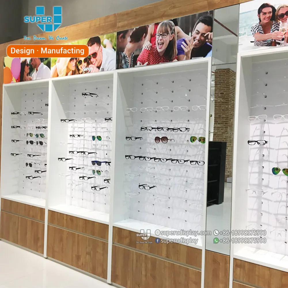Benutzer definierte Mode Optische Shop Möbel Wand halterung Brille Display Rack Showcase