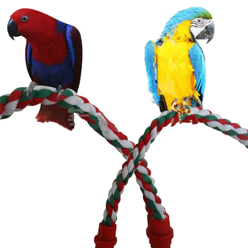 Cuerda de loro, percha, cuerda de algodón, percha de pájaro con campana, soporte de escalada, barra, cuerda elástica para pájaros, juguete para masticar loros, juguetes para masticar, cuerda de percha para pájaros, cuerda elástica