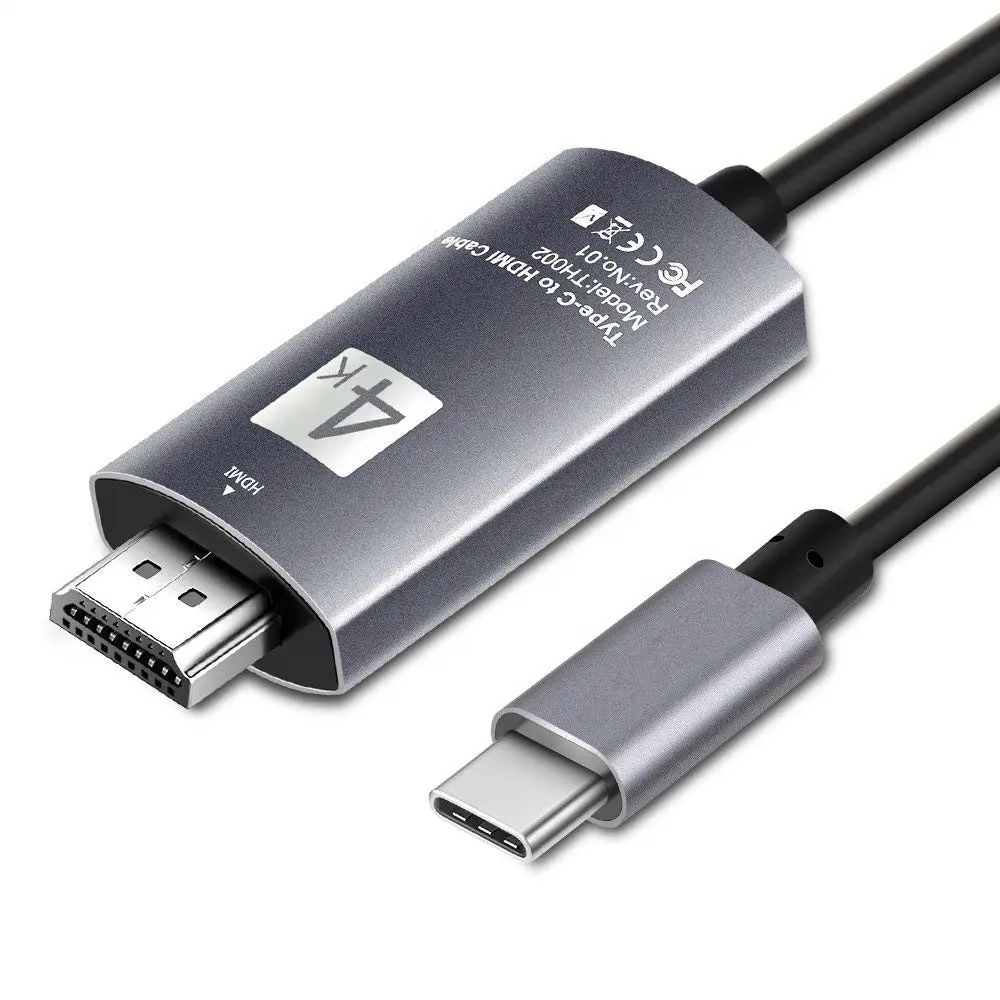 Câble USB C vers HDMI 2 mètres, câble USB Type C Thunderbolt 3 ports vers HDMI 4K pour nouveau MacBook pro, Nintendo et plus