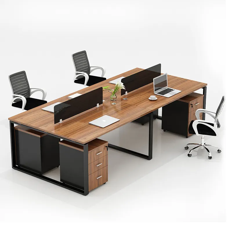 Mesa de oficina con diseño y sillas para 6-8 personas, mesa de trabajo moderna