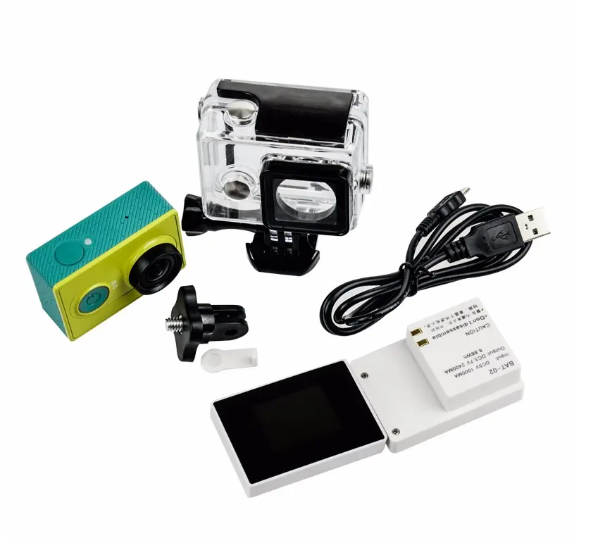 스포츠 카메라 액세서리 LCD 디스플레이 화면 + 방수 하우징 케이스 + 2400 미리암페르하우어 bac 배터리 원래 샤오 이순신 샤오이시 액션