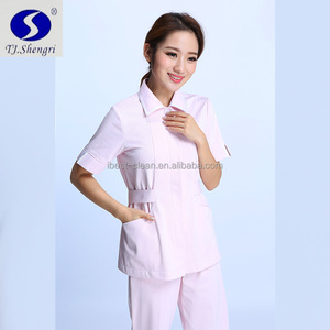 Yeni Desin Kısa Kollu Pembe Hemşirelik Üniforma Scrubs Suit