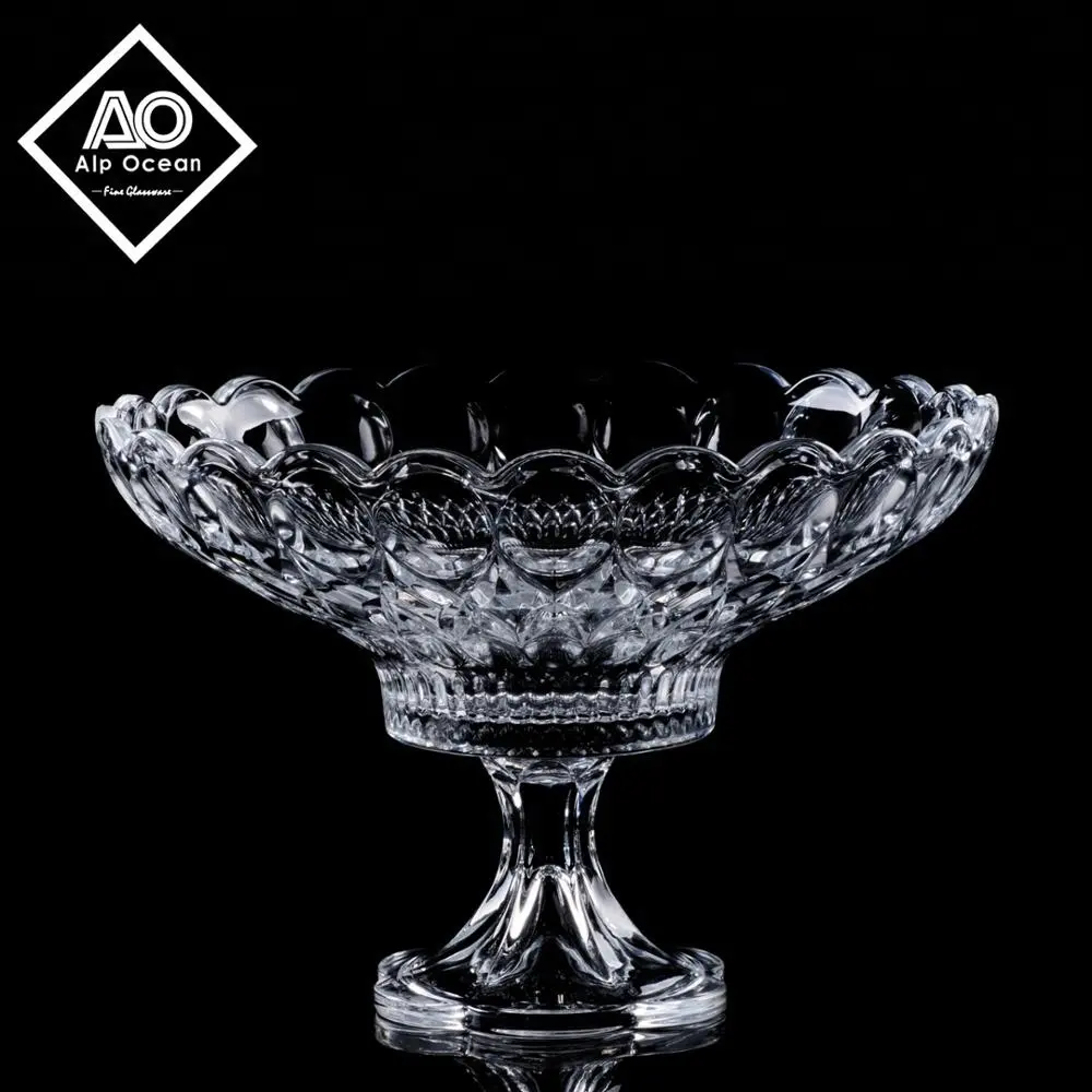 Alp Ocean Glassware 31cm large footed glass bowl for fruit and dessert, hotselling glass bowl for home and hotel use