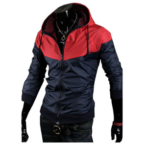 Yeni stil moda erkek kapşonlu Windbreak ceketler 100% Polyester rahat aktif renk eşleştirme kış sezon tuval örme cep - Product Image 1
