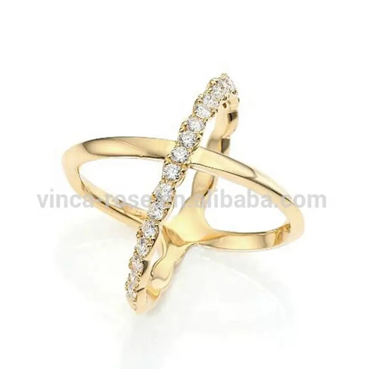 Anillo X de diseño cruzado de alta calidad, joyería amazon online shop, sortija de oro de 18k