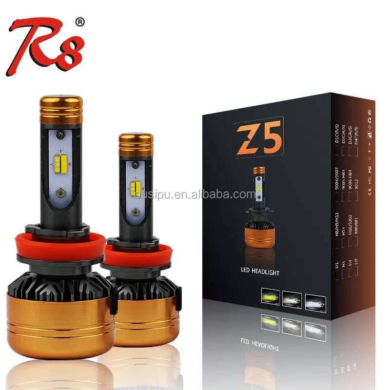 Multi colores Z5 nuevo coche LED faro h4 de alta potencia Auto coche Led lámparas RGB faro h4 ámbar/amarillo/Blanco/3 color en uno bombillas