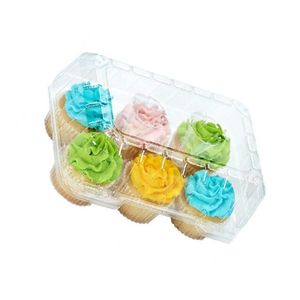 Tùy Chỉnh 6 Đếm Vỏ Sò Bản Lề Trong Suốt Mini <span class=keywords><strong>Cupcake</strong></span> Container Có Nắp Đậy Rõ Ràng Nhựa <span class=keywords><strong>Cupcake</strong></span> Container Hộp - Product Image 6