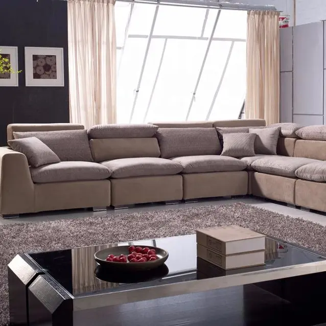 Foshan juego de muebles de sala de casa moderna, muebles de sofá de esquina grande para personas pesadas