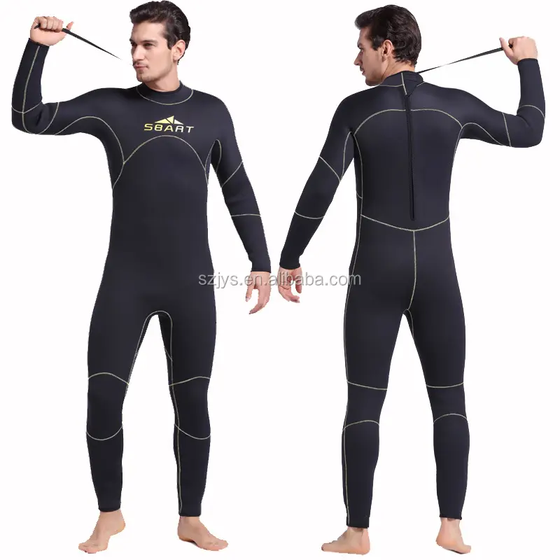 5มิลลิเมตรผู้ชายสีดำหนาn eoprene Jumpsuit scubaฟรีดำน้ำเต็มร่างกายwetsuits