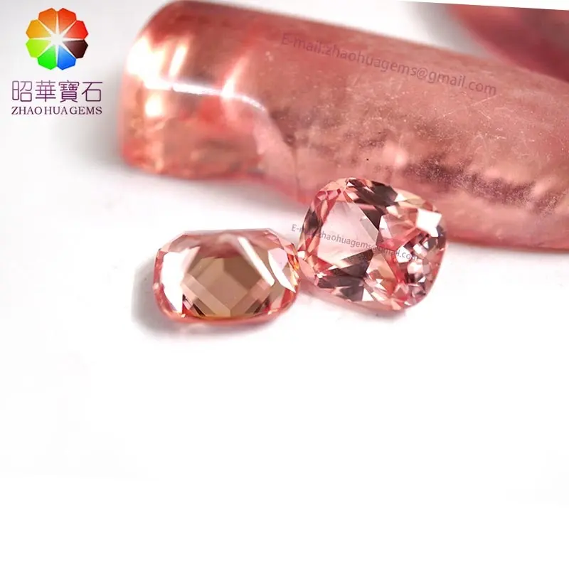 Sintetico (lab creato) morganite zaffiro cuscino taglio della pietra preziosa rosa pesca gemme