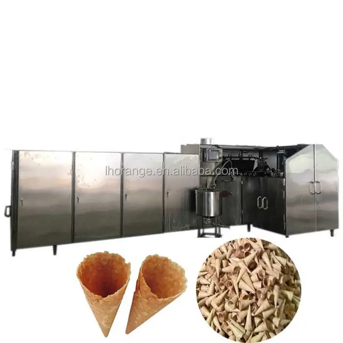 Máquina de produção automática de cone de açúcar rolada, máquina para fazer cone/máquina do gelo/linha de produção de cone de waffle pizza