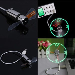 Miniventilador de techo eléctrico con USB, dispositivo Flexible con cuello de cisne, luz LED, visualización de reloj de tiempo, para PC y Notebook - Product Image 3