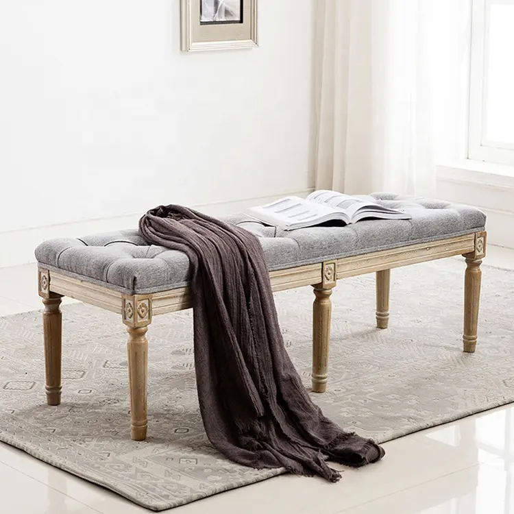 Bajo precio cómodo Hotel muebles de dormitorio cama final tapizado de banco de madera