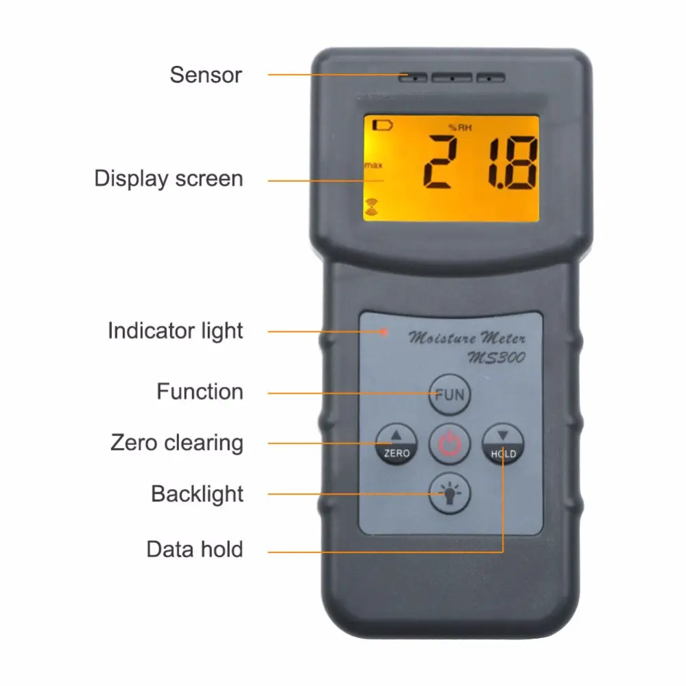 MS300 Digital Moisture Meter Concrete Wall Moisture Analyzer Tool