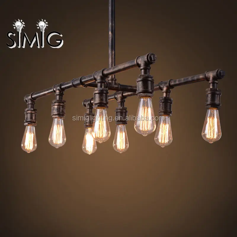 Simig lâmpada pendente, lâmpada de iluminação americana, antiga, de metal, rústica, decorativa, para tubulação de água, com lâmpada de edison