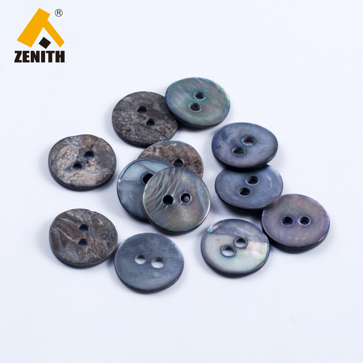 Natural MOP Black Shell 2-Holes Button BN80070 Shirt Type