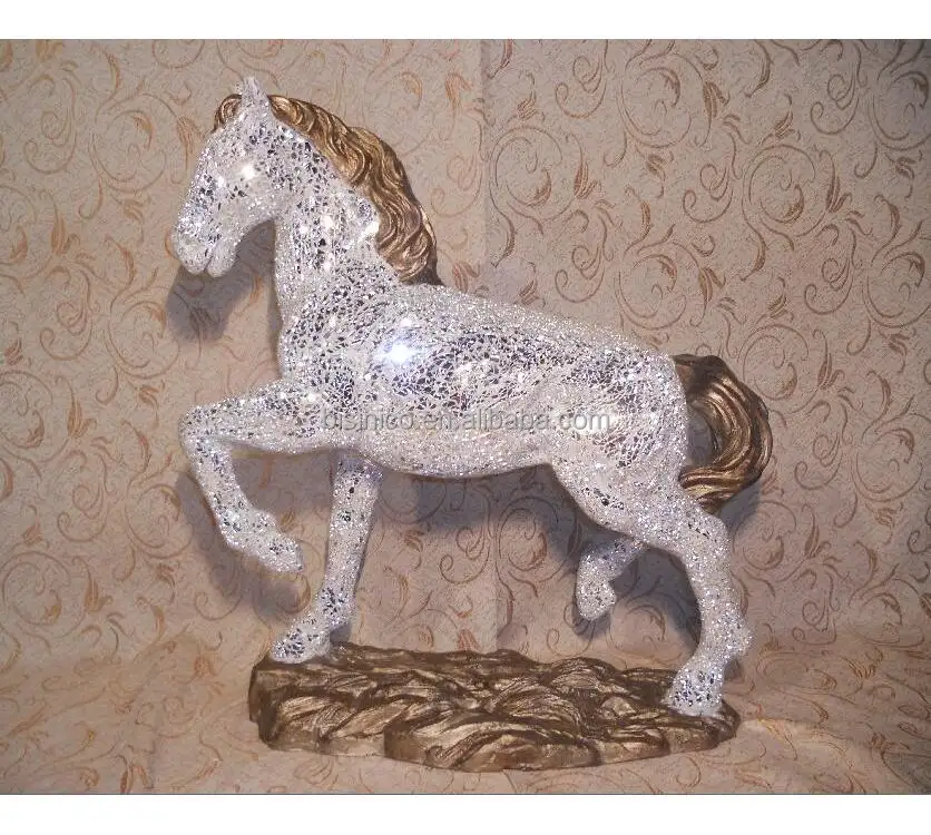 Di lusso di Bling Bling Decorazione Della Tavola di Casa Opere D'arte, mosaico Telaio Crackle di Vetro Fatto A Mano Cavallo Decorativo