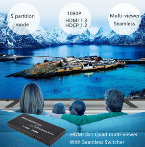 YUNZUO <strong>HDMI</strong> Quad Multi-Viewer 4x1 <strong>4</strong> in <strong>1</strong> Out <strong>HDMI</strong> <strong>Switcher</strong> 1080P <strong>HDMI</strong> Seamless Switch with IR Control - Product Image 6