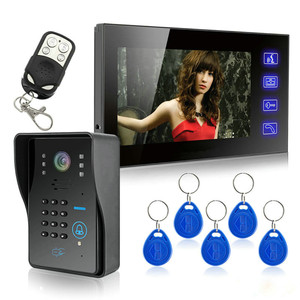 Sistema de portero automático con cable y tecla táctil, 7 pulgadas, 1 teclado RFID, número de código, timbre, cámara, 1 Monitor - Product Image 1