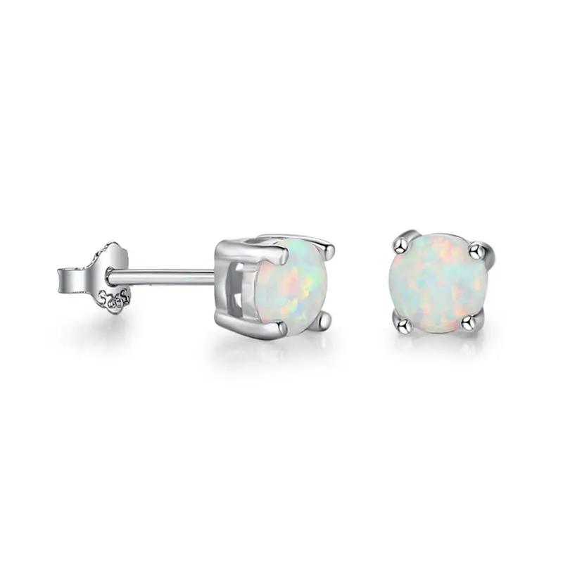 Boucles d'oreilles en argent sterling 925, naturelles, bijoux en opale, 5mm