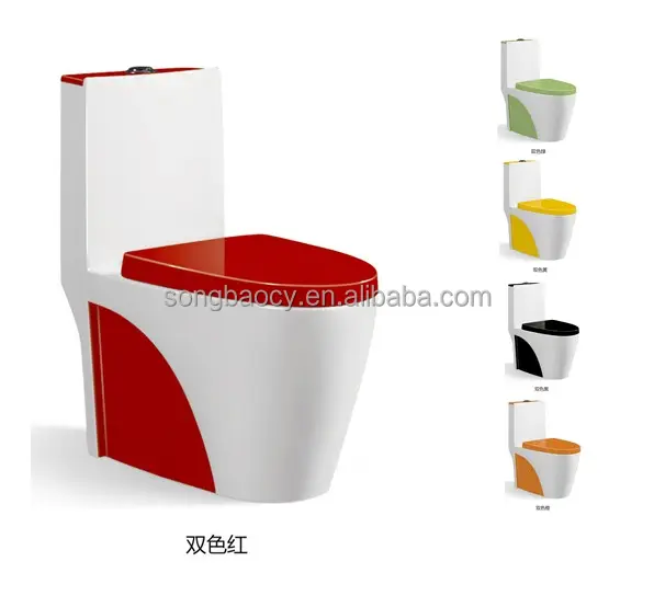 9168 Sanitaire Céramique Rouge Entre Blanc Couleur One Piece Toilette Placard Design Traditionnel Salle De Bains Toilette