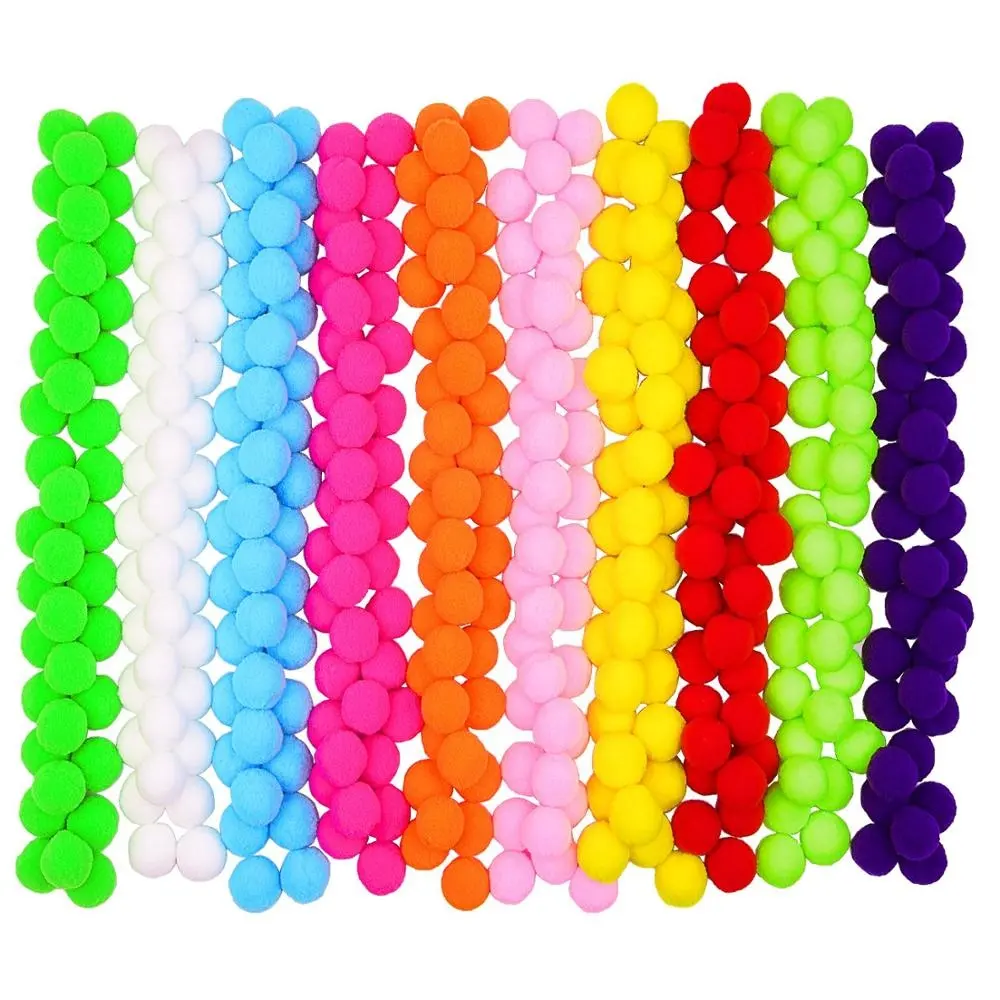 Pompons coloridos de pompons por atacado de 1 polegada, pompoms para decoração de artesanato e faça você mesmo, 10 cores