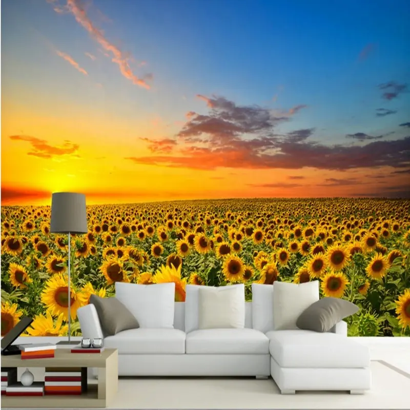 Papel pintado 3d rollo paisaje Natural papel pintado hermoso girasol flores Grey Klang papel pintado